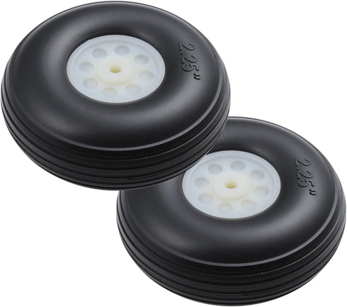 RC Airplane Rubber Tire and Wheel Sets, 2.25 Inch Plastic Hub Wheels for RC Model Aircraft (2PCS)