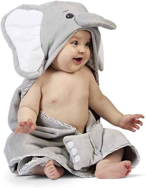 Bearington Baby Lil' Spout Elephant Hooded Bath Towel, 24" x 24"