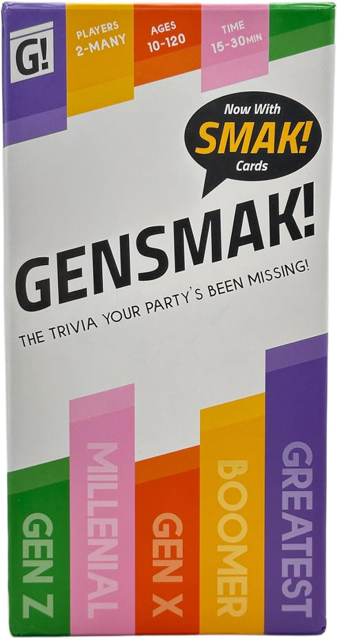 GENSMAK 2-8+ 10+ ! Trivia Party Game for Adults & Families Multi-Generational Trivia Card Game for Game Night Funny