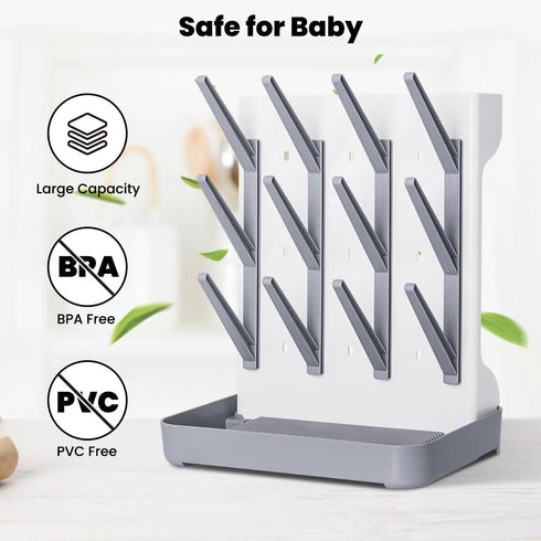 WillMall Countertop 12 Baby Bottle Drying Rack: Vertical Space Saving Large Bottles Holder - Standing Boon Dryer Rack