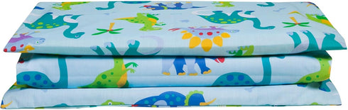 Wildkin Kids Cotton Nap Mat Cover – Soft, Durable with Sewn-in Flap, Fits 1.5" Vinyl Sleep Mats - Dinosaur Land