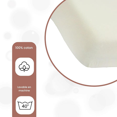 Trois Kilos Sept 100% 60 120 cm - Baby Fitted Sheet - Cotton - Oeko-Tex Label - Stretch Jersey - Vanilla - x
