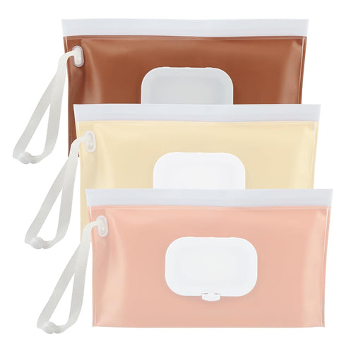 PUXING 3 Pack Wipe Dispenser Refillable Baby Wipes Container for Travel Portable Wet Wipe Dispenser Bag Travel Baby
