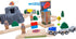 ORBRIUM Lift and Load Wooden Train Set - Magnetic Crane, Helicopter, Diesel Engine, Semi-Truck, Shipping Container,
