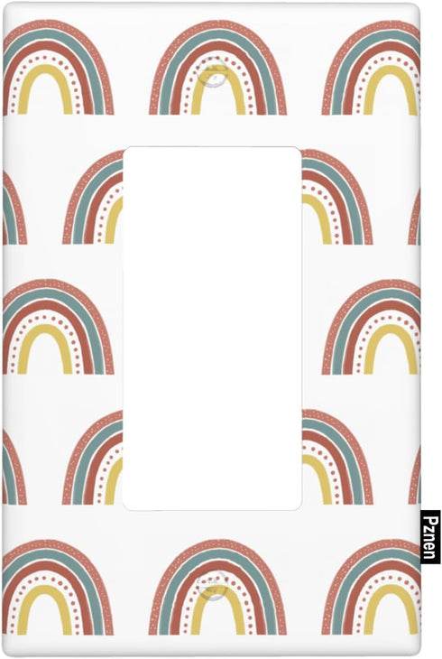 Boho Rainbow Rocker Wall Plate, Standard 1-Gang Cute Cartoon Switch Plate Covers for Nursery Room