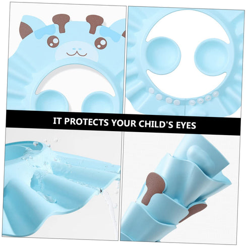 2pcs Baby Shower Cap, Toddler Bath Visor, Silicone Shampoo Cap, Hair Washing Hat for Kids, Baby Bath Cap (Blue + Red)