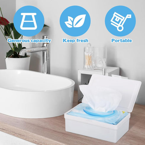 FMOACEN 2 Pack Wipes Dispenser Compatible with Cottonelle Flushable, Refillable Wipe Holder with Sealing Lid, Keeps