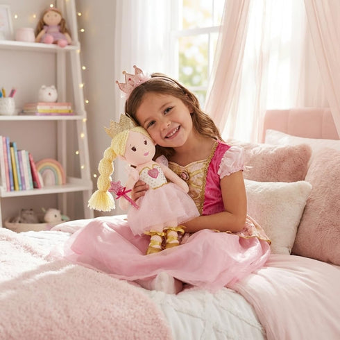 12" June Garden Soft Baby Princess Doll Stella - Stuffed Cuddly Princess Plush Gifts for Toddler Girls - White Dress