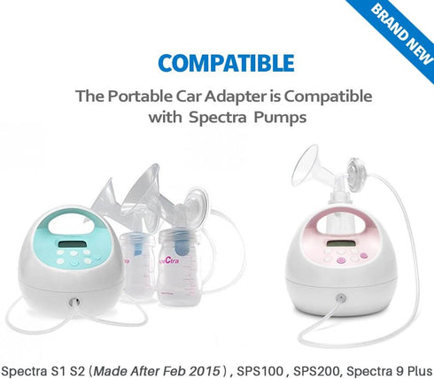 12 Volt Car Vehicle Lighter Adapter for Spectra S1, S2 Breast Pump, Replacement Power Adapter for Models After Feb 2015
