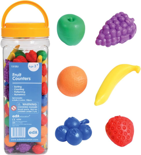 edxeducation Fruit Counters | Set of 108 | Math Manipulatives for Preschoolers