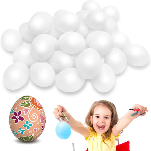30 Pcs Plastic White Fake Eggs,Easter Eggs,Realistic White Eggs,Faux Fake Egg for