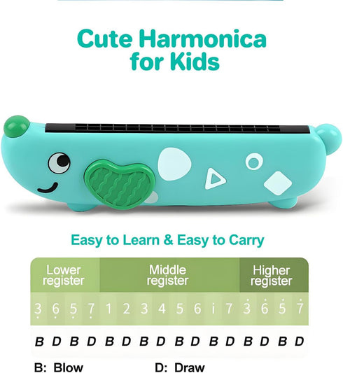Besiciwiin 3PCS 16 Set, Harmonica for Kids, Beginners, Toddler muiscal Instruments Toys, Yellow, Pink, Green Hole