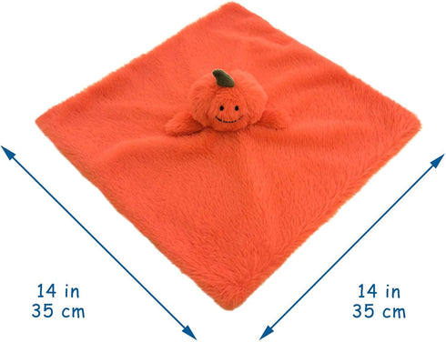 Baby Orange Pumpkin Soft Stuffed Animal Security Blanket, Plush Pumpkin Character Lovey Blanket, Baby Shower/Nursery Gift, Cuddly Newborn, Infant, Toddler Snuggle Blankie for Girls Boys, 14" by Doindute