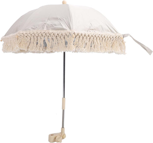 Hyuduo Adjustable Tassel Baby Stroller Sunshade Umbrella with Oxford Cloth & Steel Frame Clamp for Outdoor Travel