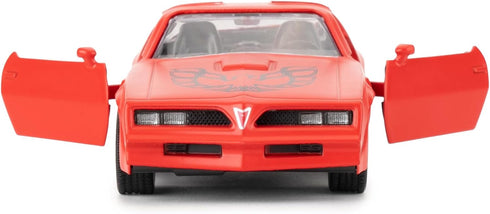 1:36 Compatible Pontiac Firebird Trans Am Toy Car, Diecast Pull Back Model, Doors Open, Gift (Red)