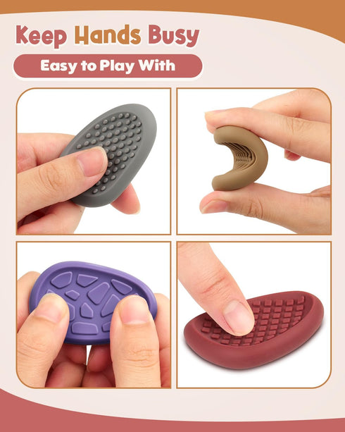 24 Pack Fidget Toys Adults Sensory Stone: Texture Worry Stone for Kids Calming - Sensory Autism Toys for Stress Relief