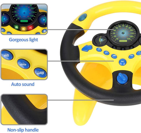 Coherny Simulated Driving Controller - Portable Steering Wheel Toy for Children, Educational Sounding Interactive Gift