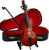 Dselvgvu Wooden Miniature Cello with Stand, Bow & Case - Mini Musical Instrument Dollhouse Model Decoration