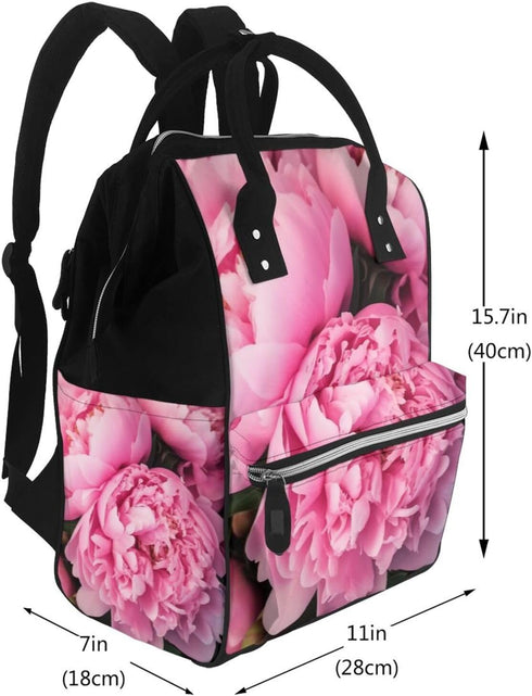 DWVTSLH Backpack Mummy Backpack Pink peony Diaper Bag Multifunction Nappy Bags Waterproof Large Capacity Travel