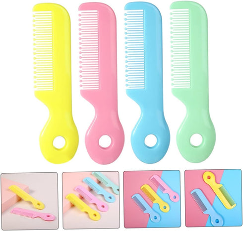 Galepromot 4Pcs Newborn Hair Comb Baby Comb Round Teeth Combs Wide Tooth Hair detangler for Toddler Pocket Hair Comb