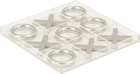 Deco 79 Metal Tic Tac Toe Game Set with Silver Pieces, 12" x 1" x 12"
