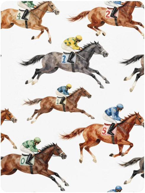 CZXW 52" 28" Horse Racing Jockeys Crib Sheets Fitted x Natural Cotton Soft & Breathable for Baby Crib Mattress