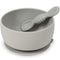 Simka Rose Baby Bowl & Spoon Set, Suction Bowls for Toddler, BPA-Free Silicone, Dishwasher & Microwave Safe (Grey)