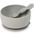 Simka Rose Baby Bowl & Spoon Set, Suction Bowls for Toddler, BPA-Free Silicone, Dishwasher & Microwave Safe (Grey)