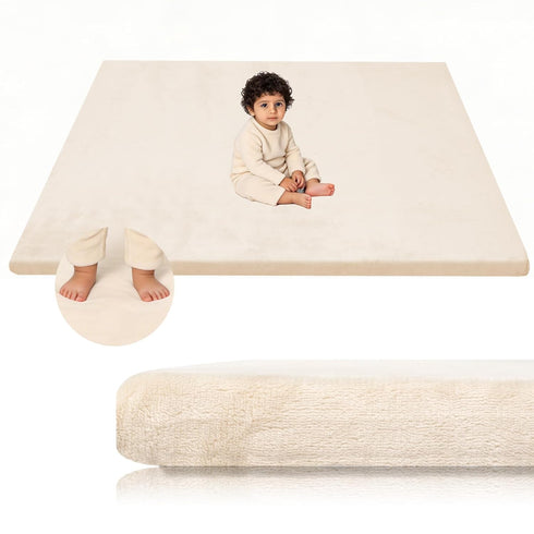 LevNubis Velvet Baby Play Mat for Floor, 1.3" Thick Elasti-Foam 50"50" Playpen Mat