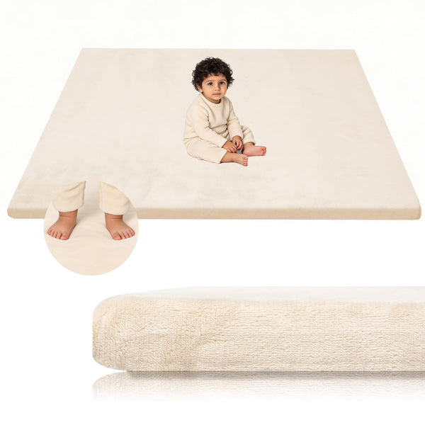 LevNubis Velvet Baby Play Mat for Floor, 1.3" Thick Elasti-Foam 50"50" Playpen Mat