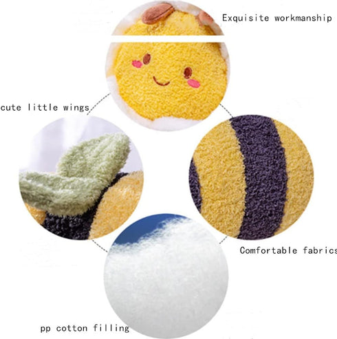12 Inch Bee Plush Toy, Cuddly Honeybee Pillow, Soft Hugging Plush Doll Gift for Kids Birthday Party