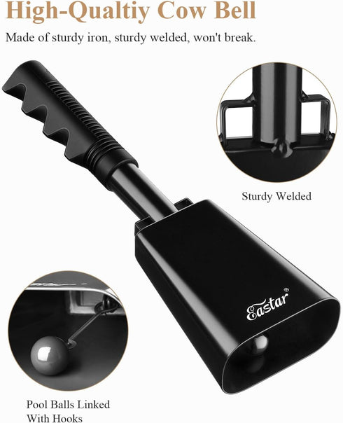 2 Pack 10 Inch Eastar Cow Bell with Handle, Large Cow Bells for Sporting Events, Cowbells Loud Noise Makers Cheering