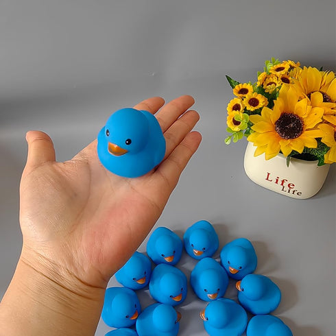 Bath Duck Toys 16 PCS Mini Blue Rubber Ducks, Squeak and Float Duckies for Baby Shower Party Decoration
