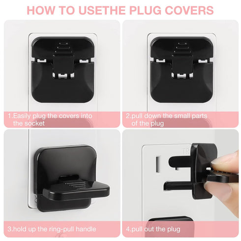 Babepai 38-Pack Black Outlet Covers, Child Proof Electrical Protector Safety, Improved Baby Safety Plug Covers