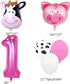 InBy 18pcs Farm Animal Balloons for 1st Birthday Party, Pig Cow Head, First Farm Animal Theme Balloon Garland