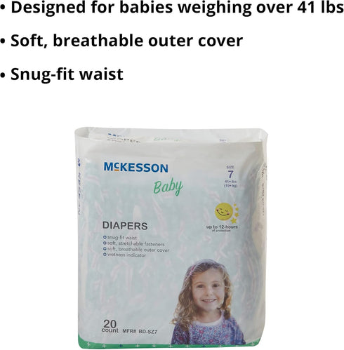7 35 lbs), 20 Count, 4 Packs, 80 McKesson Baby Diapers, Size (Over Total