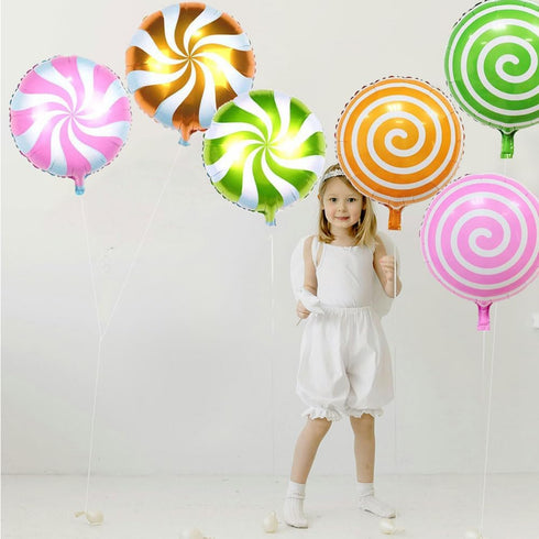 12 pcs 18" Sweet Candy Balloons - Round Lollipop Balloons for Birthday Wedding Party