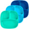 Re-Play Toddler Plates with Dividers, Deep-Walled 3 Compartments, Dishwasher & Microwave Safe, Set of 3 - A True Blue