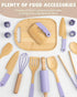 Biticolor Set 15PCS Wooden Kids Cooking Montessori Kit - Real Toddler Kitchen Tools & Baking Utensils - Cooking Kit