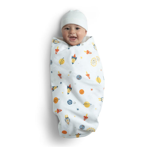Delta Children 100% Cotton Flannel Baby Receiving Blankets for Girls and Boys – 30x30 Inches (Pack of 2), Space