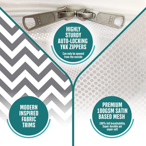 KinderSense - Premium Baby Safety Crib Tent - Toddler Crib Topper to Keep Baby from Climbing Out - See Through Mesh