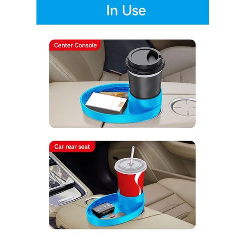 Snack Tray for Kids Car Seat, Secure and Sturdy Design, Compact and Portable with Cup Holder (Blue)