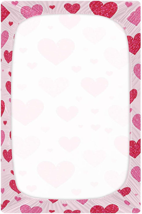 Caikeny 27 39 Fitted Crib Sheet for Boys Girls Hearts Pattern Love Baby Crib Sheets Bassinet Sheets Crib Mattress Bed