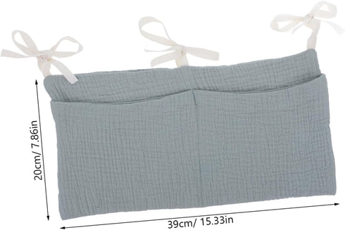 Vaguelly Cotton Baby Bed Organizer for Stroller Multi-Functional Hanging Storage Bag Double Compartments for Diapers