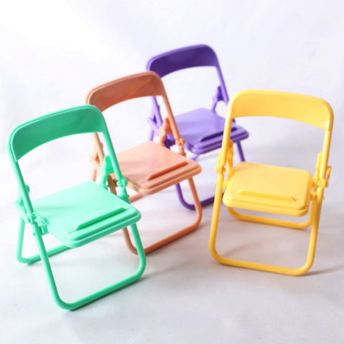 5Pcs Mini Folding Back Small Chair Model for Dollhouse, Plastic Scene Props for Micro Landscape Furniture