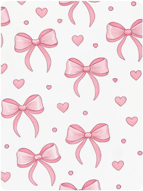CZXW 52" 28" Pink Bows Hearts Crib Sheets Fitted x Natural Cotton Soft & Breathable for Baby Crib Mattress
