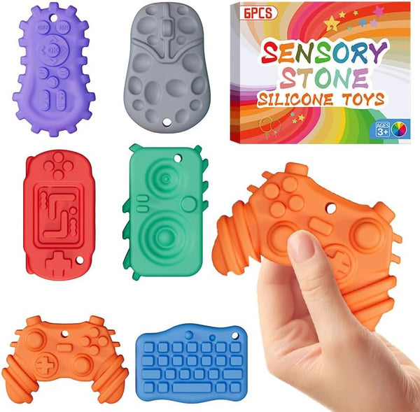 Fidget Toys for Kids Adults, 6Pcs Textured Sensory Stones for Autism ADHD