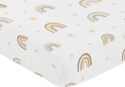 Sweet Jojo Designs Neutral Boho Rainbow Girl Boy Unisex Fitted Crib Sheet Baby or Toddler Bed Nursery - Mustard Yellow