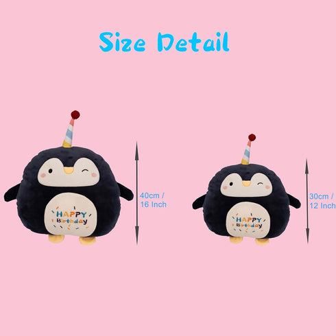 12 Inch Soft Penguin Plush Hugging Pillow - Cute Birthday Penguin Stuffed Animal for Kids, Valentine, Christmas