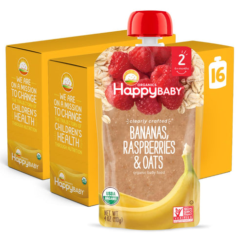 Happy Baby Organics Stage 2 Baby Food Pouches, Gluten Free, Vegan &